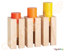 Τουβλάκια Ύψους και Βάθους Plan Toys  Εκπαιδευτικά Παιχνίδια με Σχήματα - Μεγέθη - Χρώματα