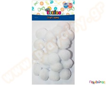 Pom-pom λευκό 60 τμχ. 15mm  Διακοσμητικά Pom Poms