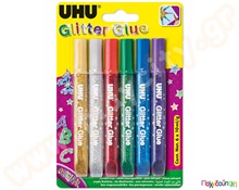 UHU Glitter Glue Original 6x10ml  Κόλλες - Συγκολλητικά