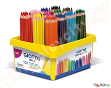 Ξυλομπογιές χοντρές MEGA GIOTTO 108 τμχ σε πλαστική θήκη  Ξυλομπογιές
