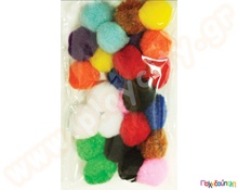 Pom-poms διάφορα χρώματα 25 mm 25 τμχ  Διακοσμητικά Pom Poms