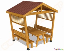 Ξύλινη πέργκολα με τραπέζι picnic