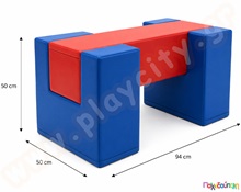 Γέφυρα ισορροπίας soft play, μπλε και κόκκινο