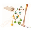 Παιδικό παιχνίδι, ξύλινο σετ Croquet από την Plan Toys, με 4 διαφορετικές μπάλες, 2 σφυριά και τέρμα.