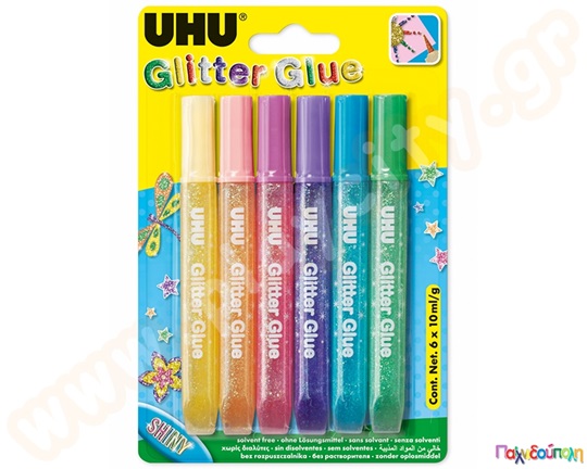 UHU Glitter Glue Shiny 6x10 ml