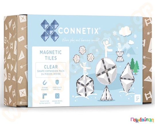 Μαγνητικά τουβλάκια κατασκευών Connetix Clear Shape Expansion Pack Σετ 24 τεμάχια