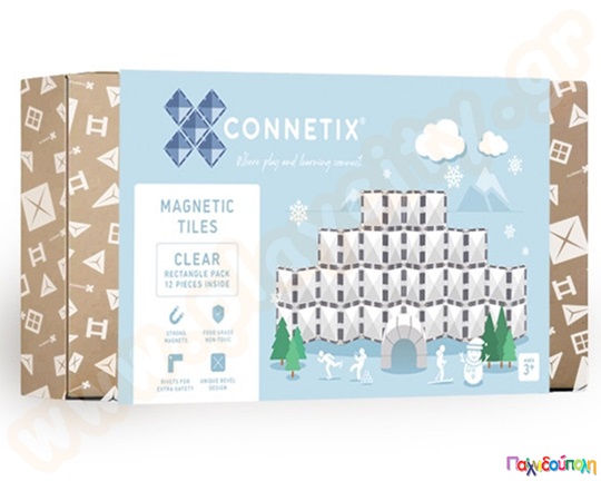 Μαγνητικά τουβλάκια κατασκευών Connetix Clear Rectangle Pack Σετ 12 τεμάχια