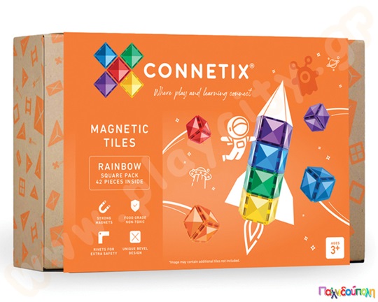Μαγνητικά τουβλάκια κατασκευών Connetix Rainbow Square Pack Σετ 42 τεμάχια