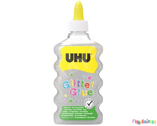 UHU Glitter Glue ασημί 185 γρ.