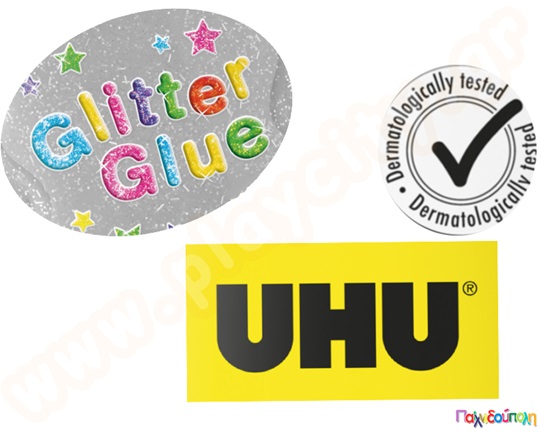 UHU Glitter Glue ασημί 185 γρ.