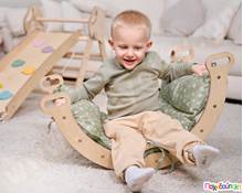 Σετ Αναρρίχησης Παιδιών Montessori 4 σε 1 με Μπεζ Μαξιλάρι  Βρεφικά Παιχνίδια